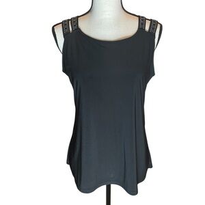 Diana Belle Studded Black Sleeveless Top